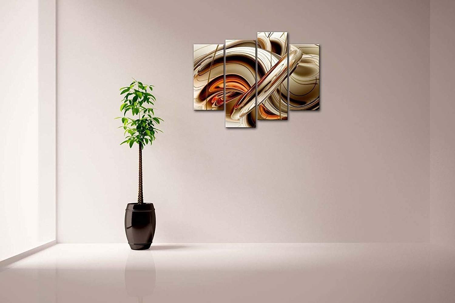 Abstract Orange and Brown Lines Wall Art - Image 3