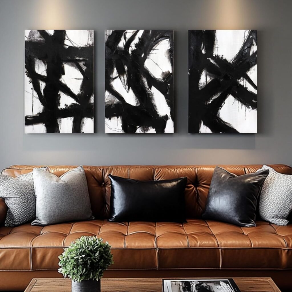 Zessonic Black and White Abstract Canvas Wall Art