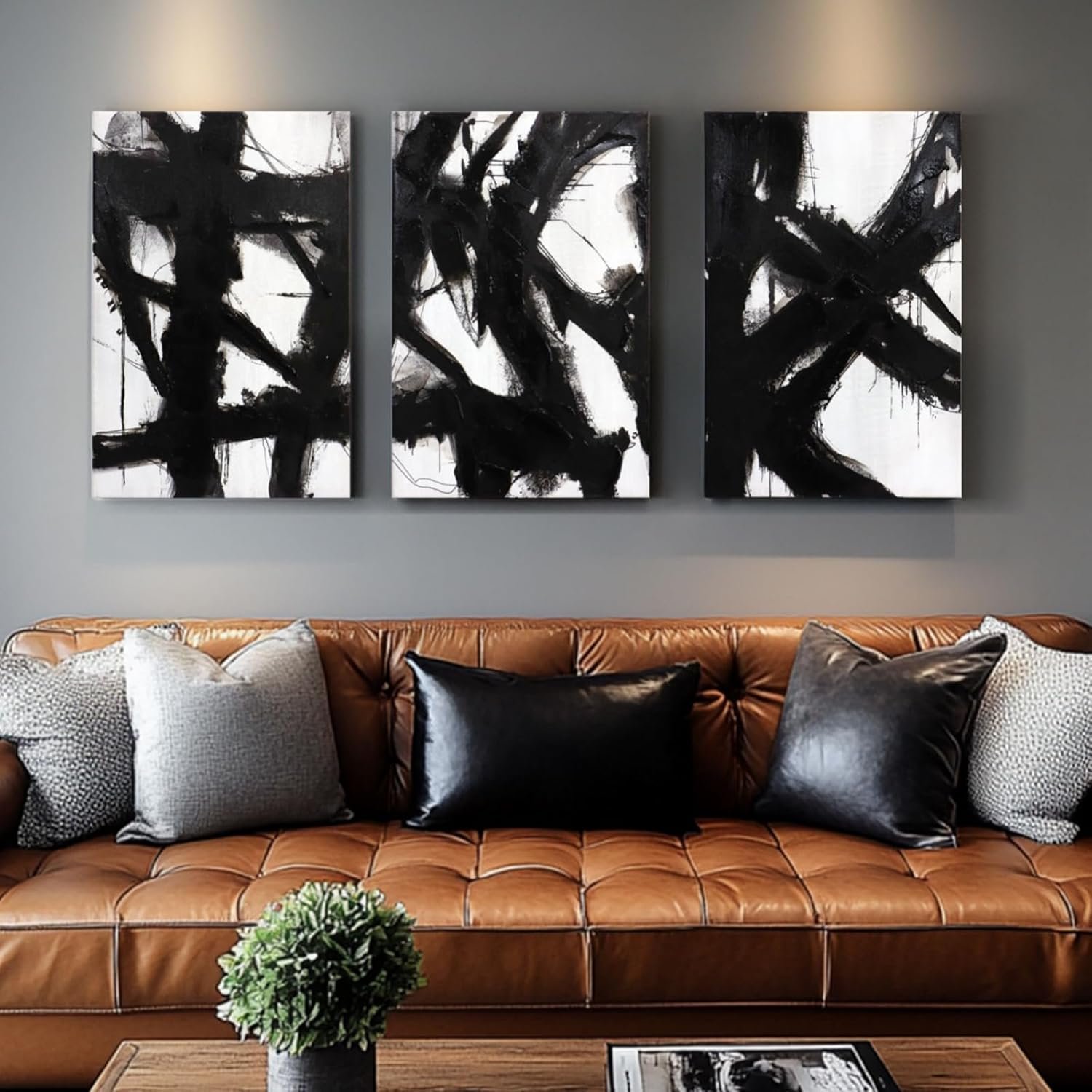Zessonic Black and White Abstract Canvas Wall Art