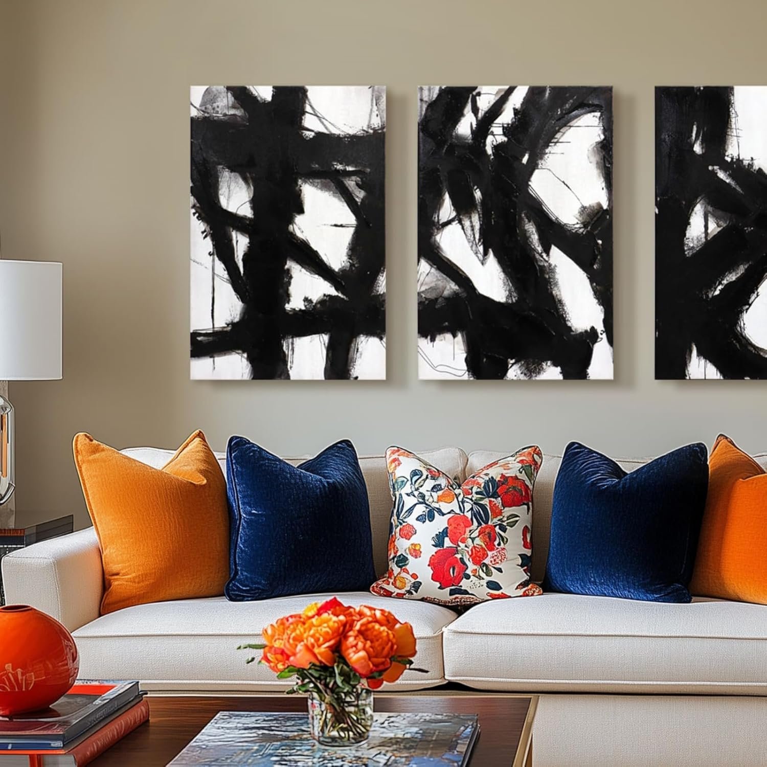 Zessonic Black and White Abstract Canvas Wall Art - Image 2