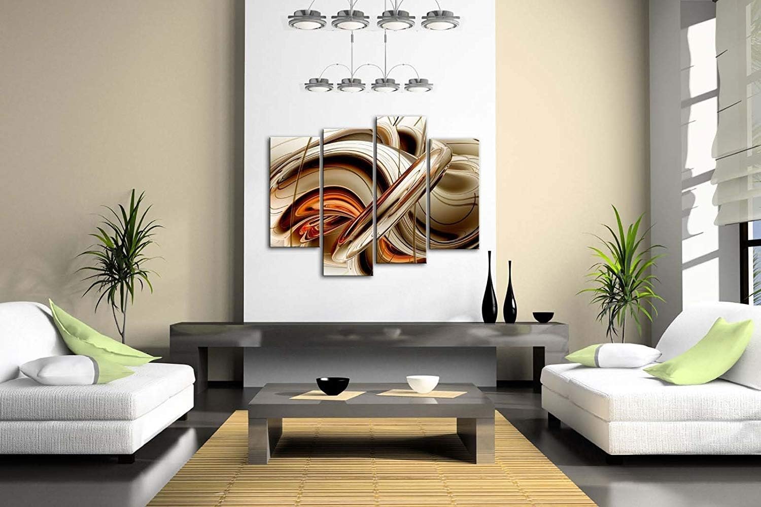 Abstract Orange and Brown Lines Wall Art - Image 2