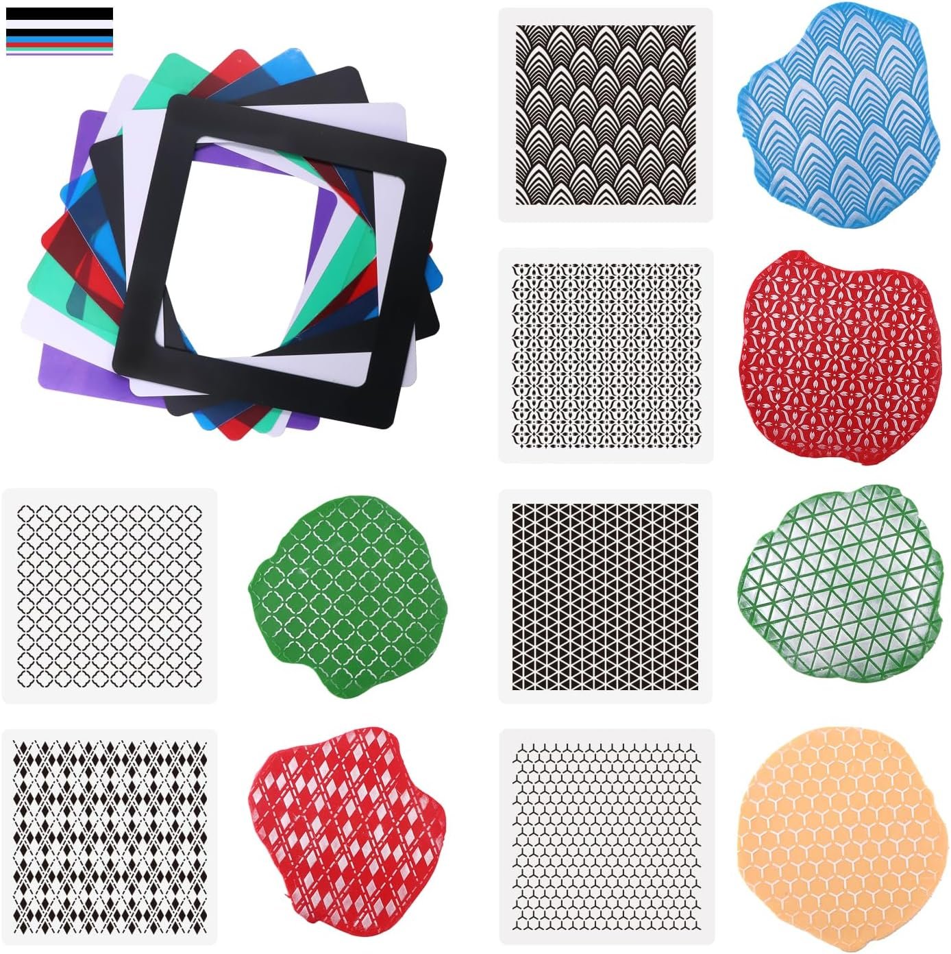 Acrylic, plastic, silicone